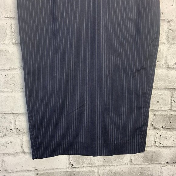 Vintage 90s Holt Renfrew Navy Pinstripe Straight Pencil Skirt - Picture 3 of 12
